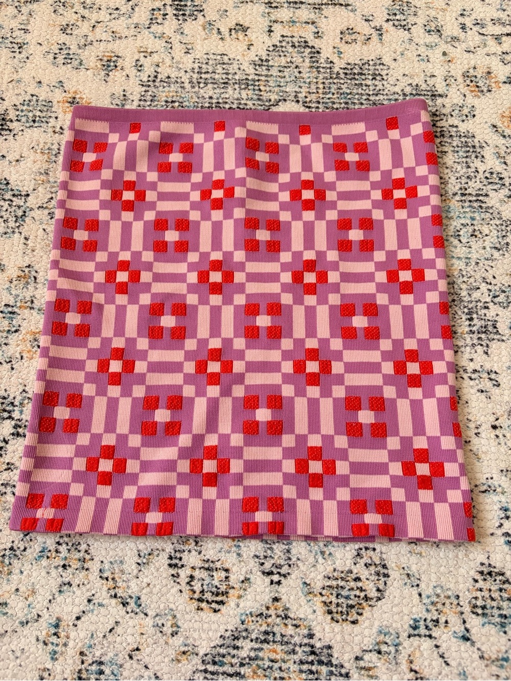 Anthropologie Purple and Red Checker Knit Skirt - Picture 2 of 6